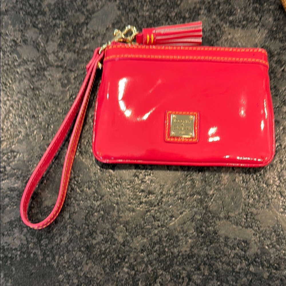 Dooney & Bourke Shiny Pink Wristlet Keychain Pouch
